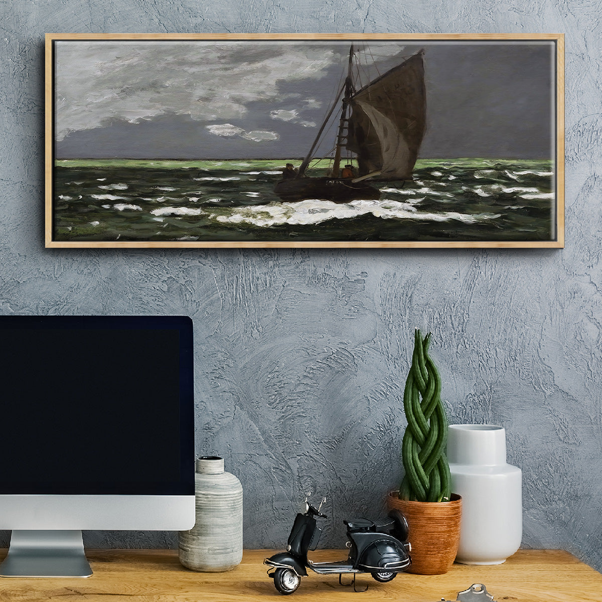 Stormy Seascape, 1867 - Floater Framed Canvas Print