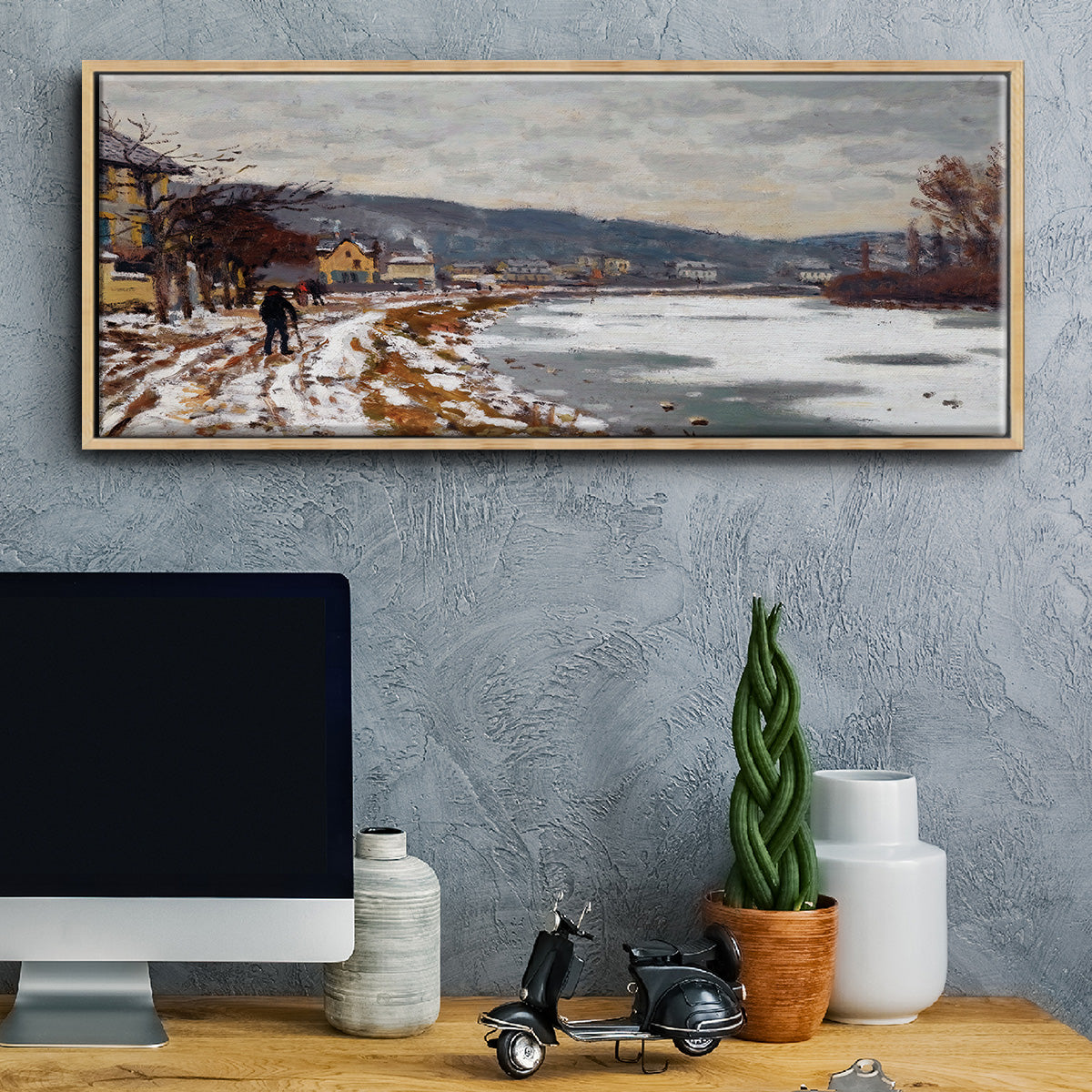 The Seine at Bougival, 1869 - Floater Framed Canvas Print