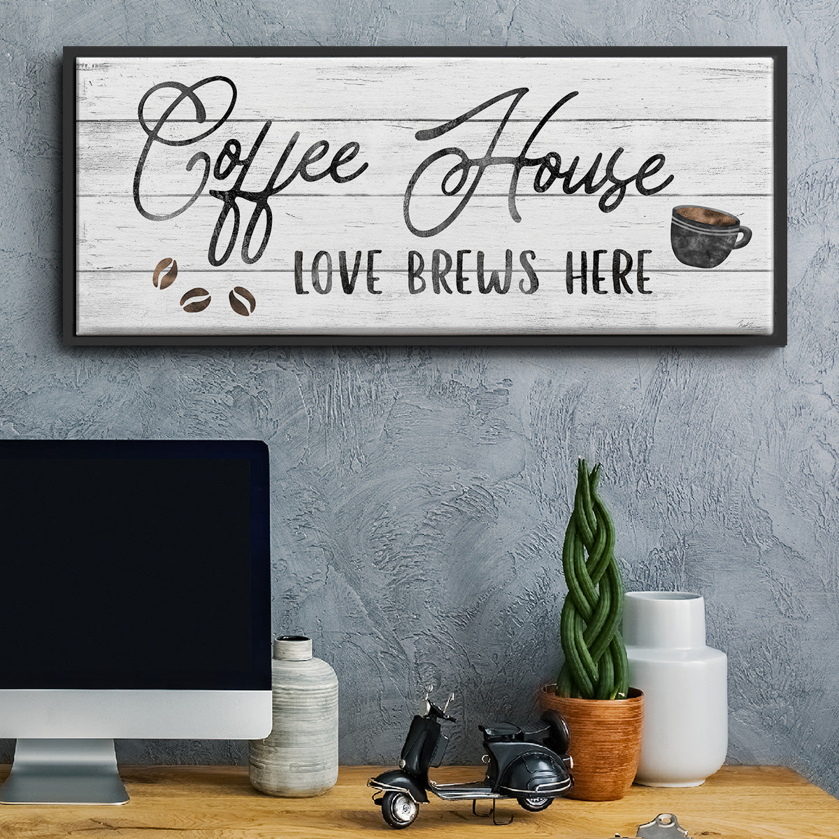 Love Brews - Floater Framed Canvas Print