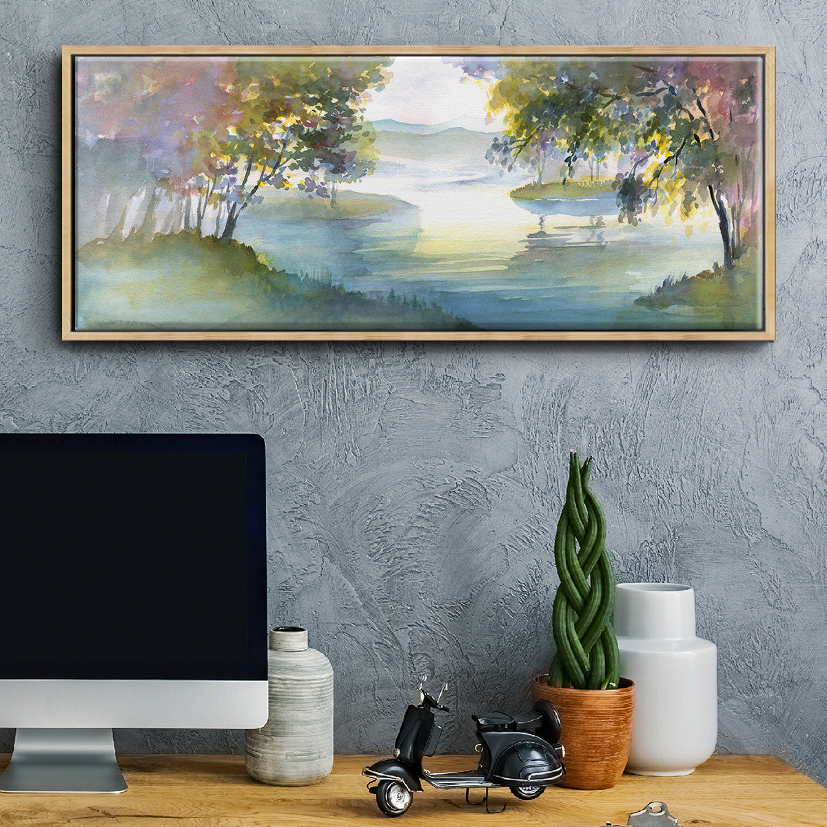 Meandering Lake I - Floater Framed Canvas Print