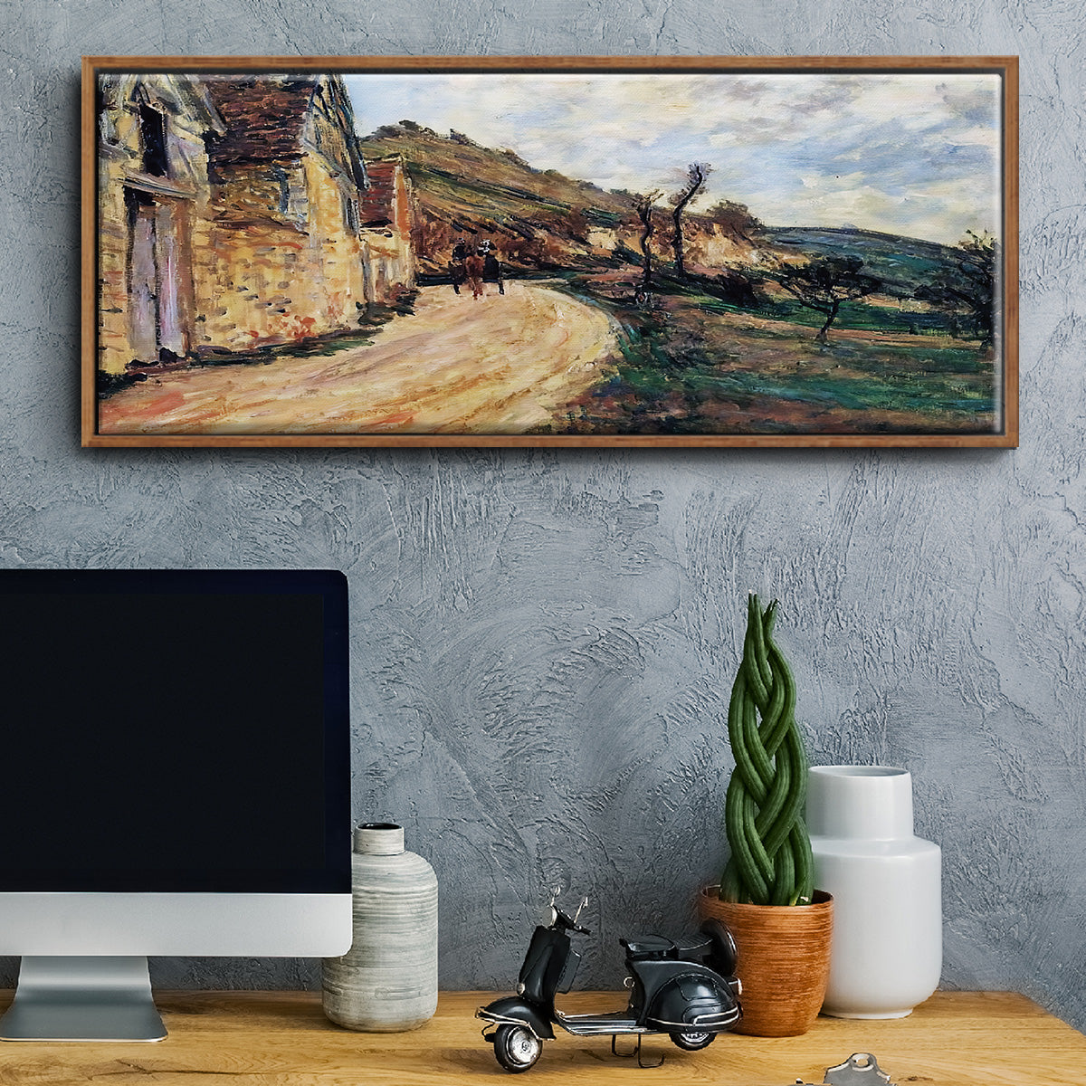The Road in Giverny, 1885 - Floater Framed Canvas Print