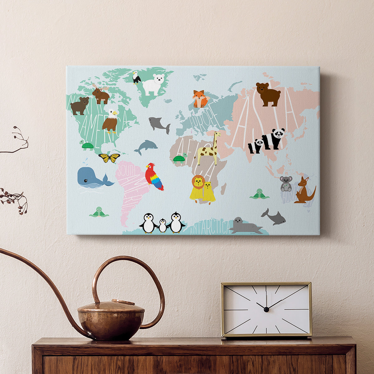 Animal Map - Canvas Art Print
