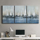 Three-panel canvas wall art featuring still life with pears and grapes, displayed above a desk in a home office.