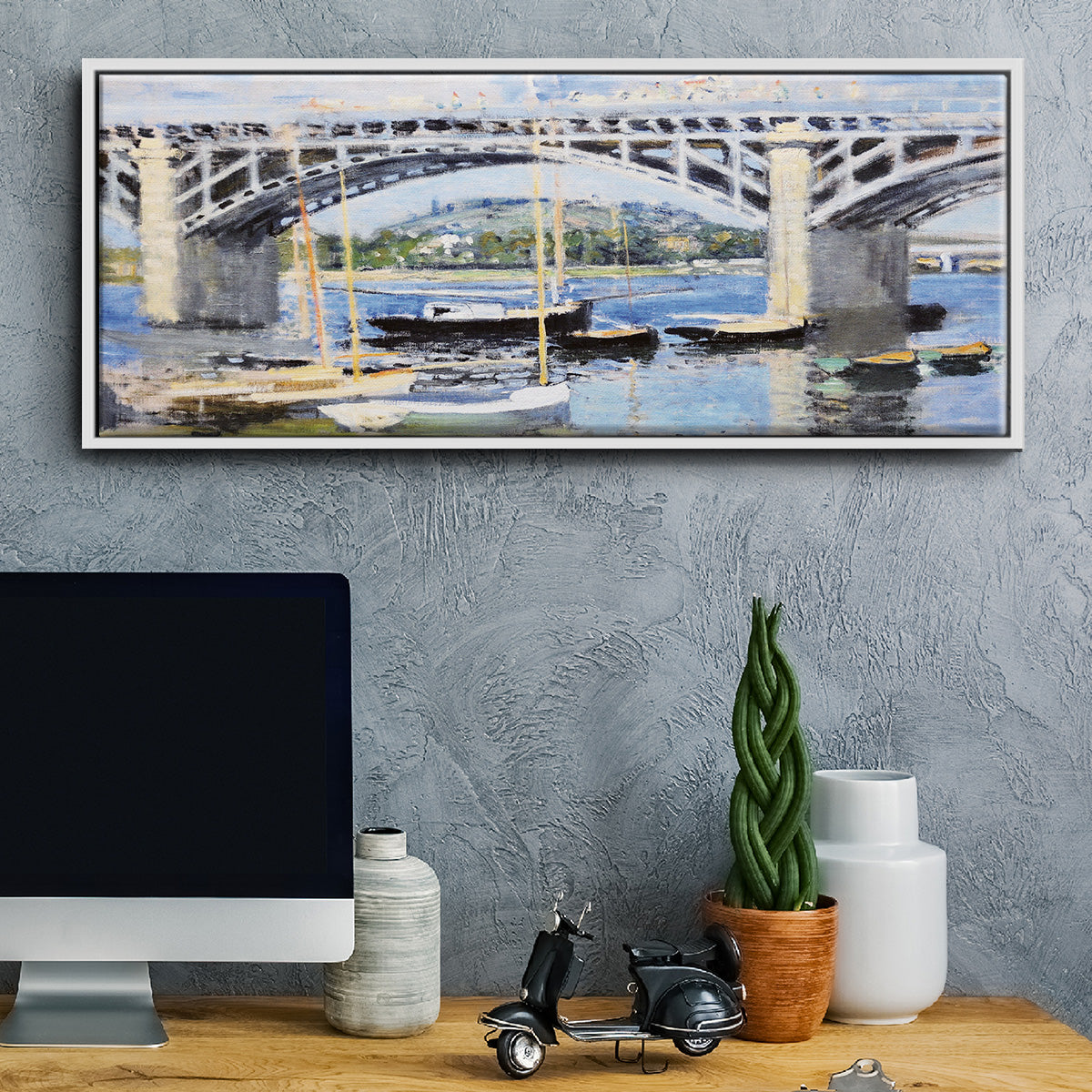 The Bridge Over the Seine, 1874 - Floater Framed Canvas Print