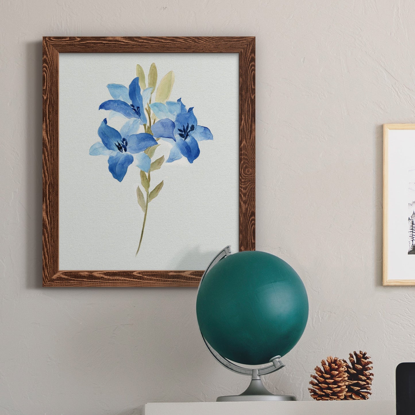 Blue Blossom Botanical III - Premium Canvas Framed in Barnwood - Ready to Hang