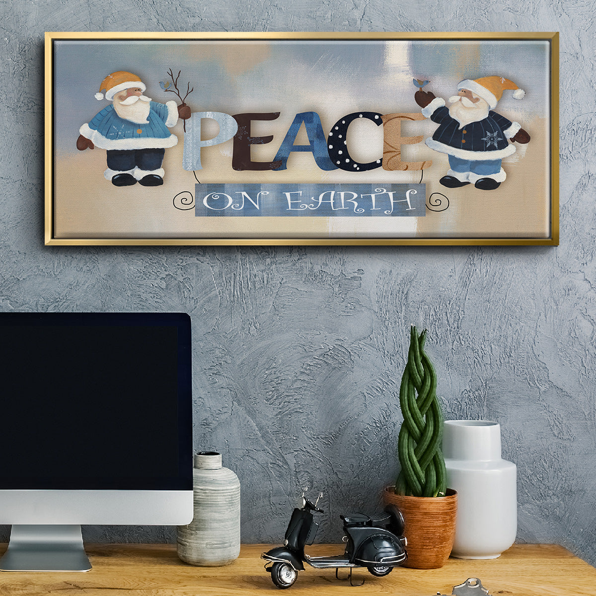 Santa Peace - Floater Framed Canvas Print