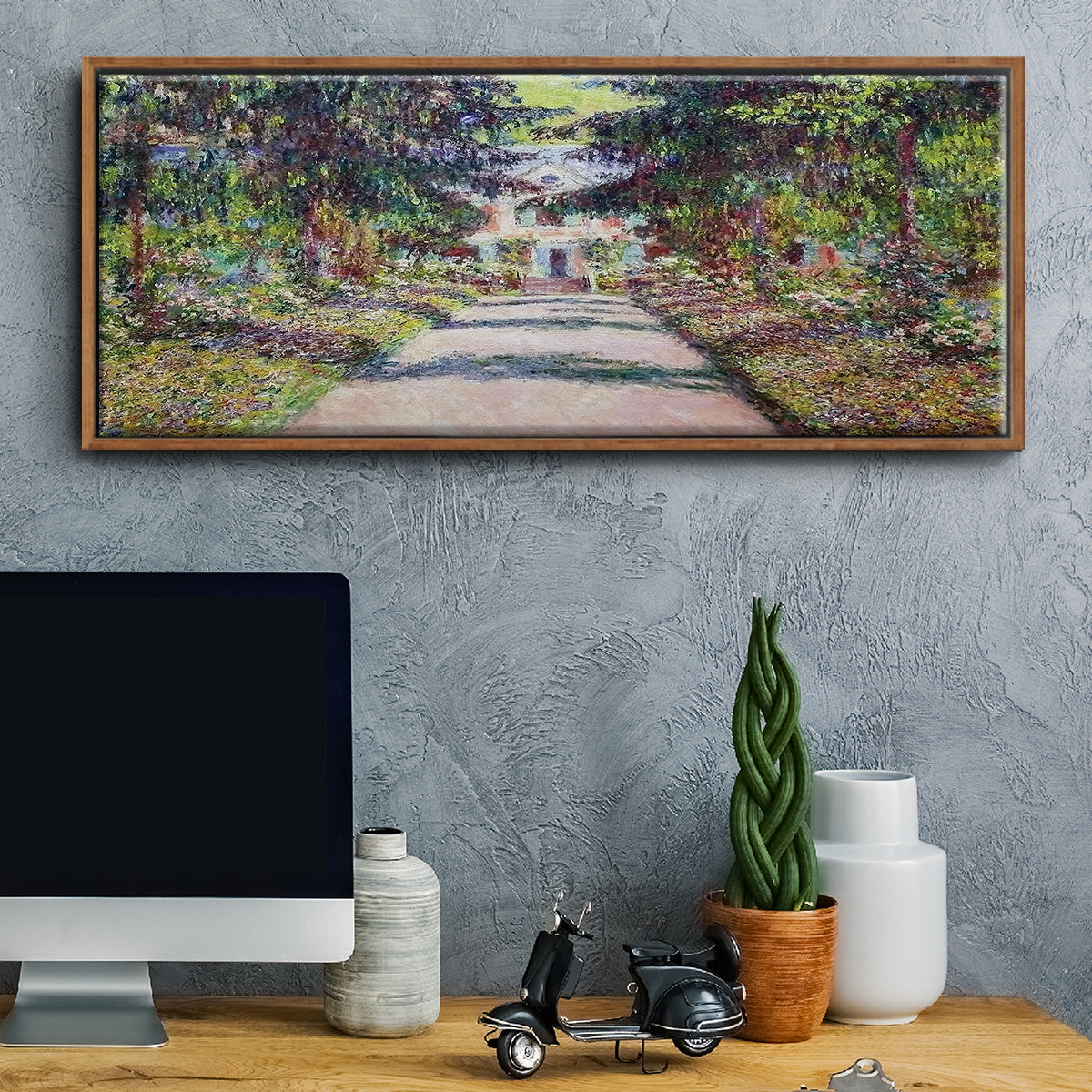 Pathway in Monet's Garden at Giverny, 1900 - Floater Framed Canvas Print