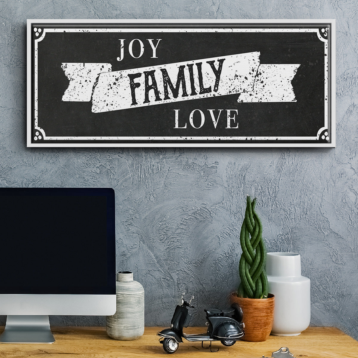 Joy Family Love - Floater Framed Canvas Print