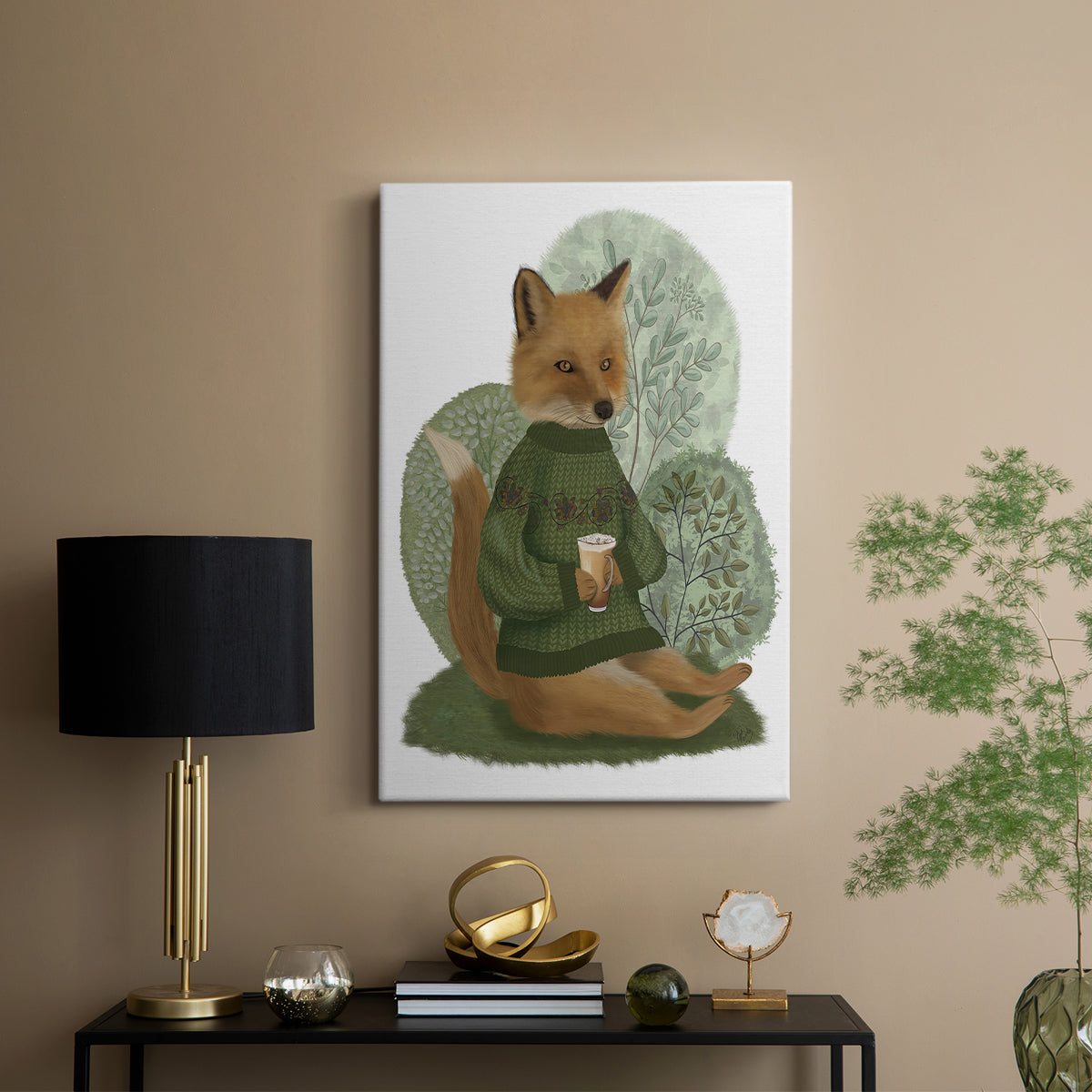 Latte Fox in Sweater - Canvas Art Print