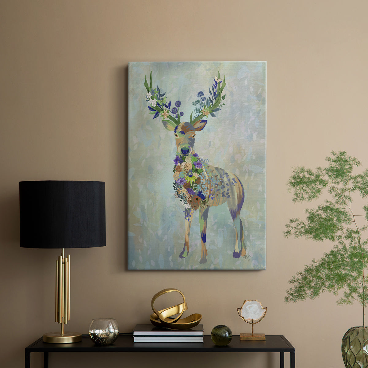 Fantastic Florals Deer, Full - Canvas Art Print