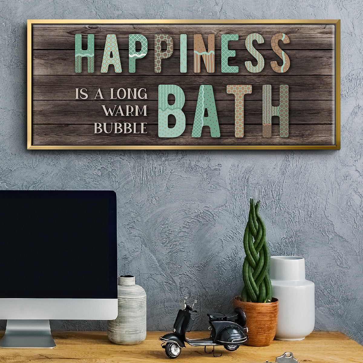 Happiness Bath - Floater Framed Canvas Print