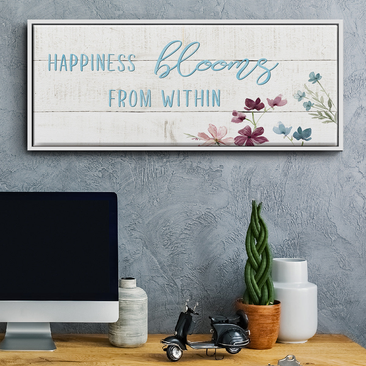 Happiness Blooms - Floater Framed Canvas Print