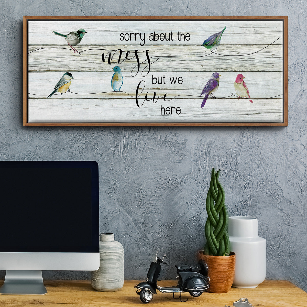 We Live Here - Floater Framed Canvas Print