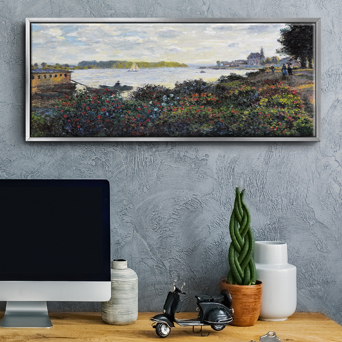 The Seine at Argenteuil, 1877 - Floater Framed Canvas Print