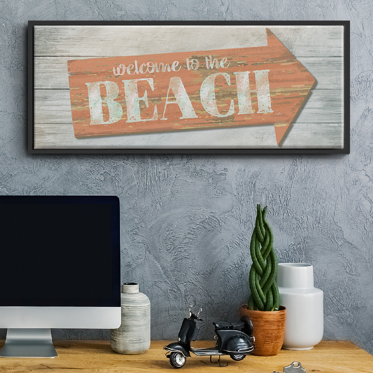 Welcome to the Beach - Floater Framed Canvas Print
