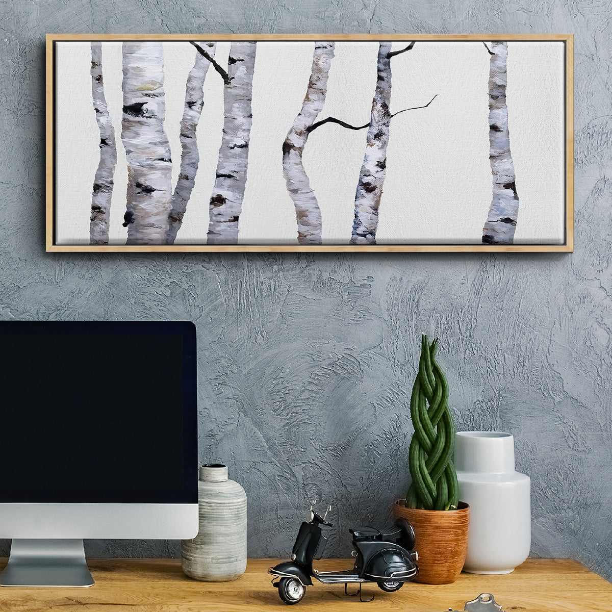 Birch Trees I - Floater Framed Canvas Print