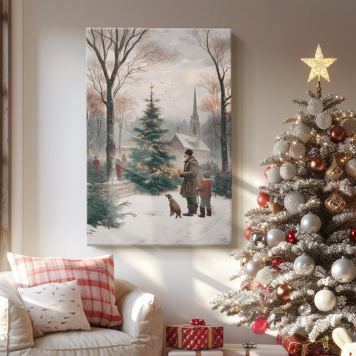 Eve of Soft Linen Evergreen - Canvas Art Print
