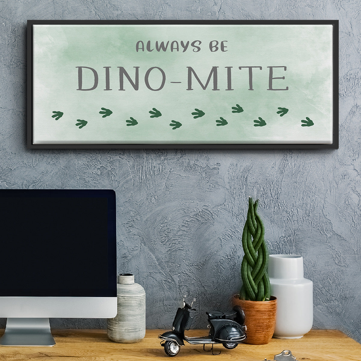 Dinomite - Floater Framed Canvas Print