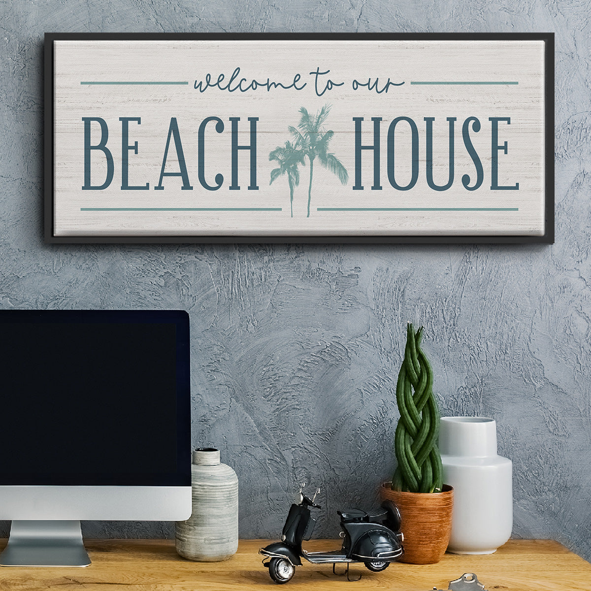 Our Beach House - Floater Framed Canvas Print