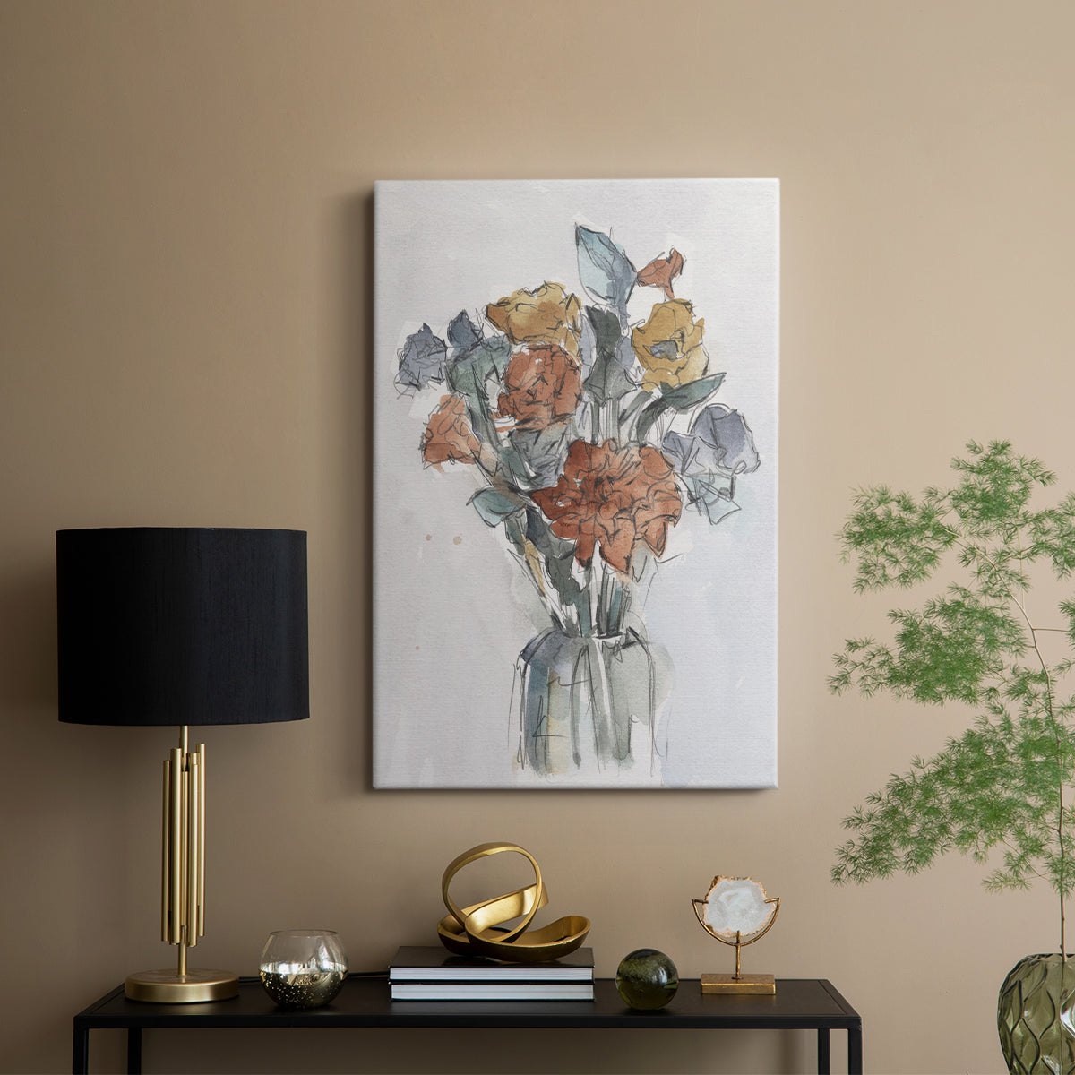 Watercolor Floral Arrangement I - Canvas Art Print