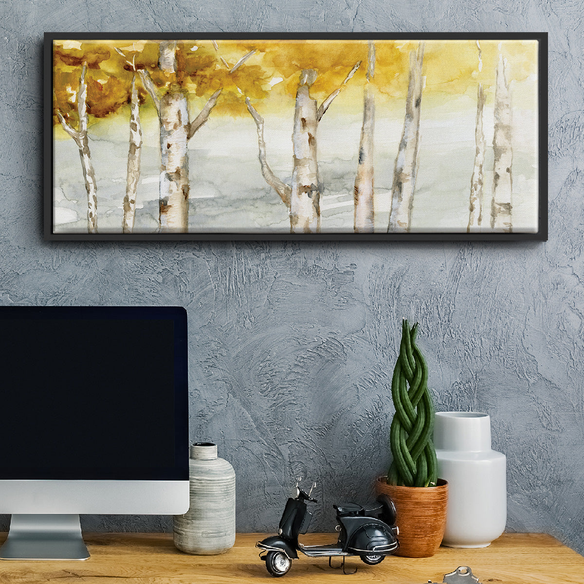 Golden Trees - Floater Framed Canvas Print