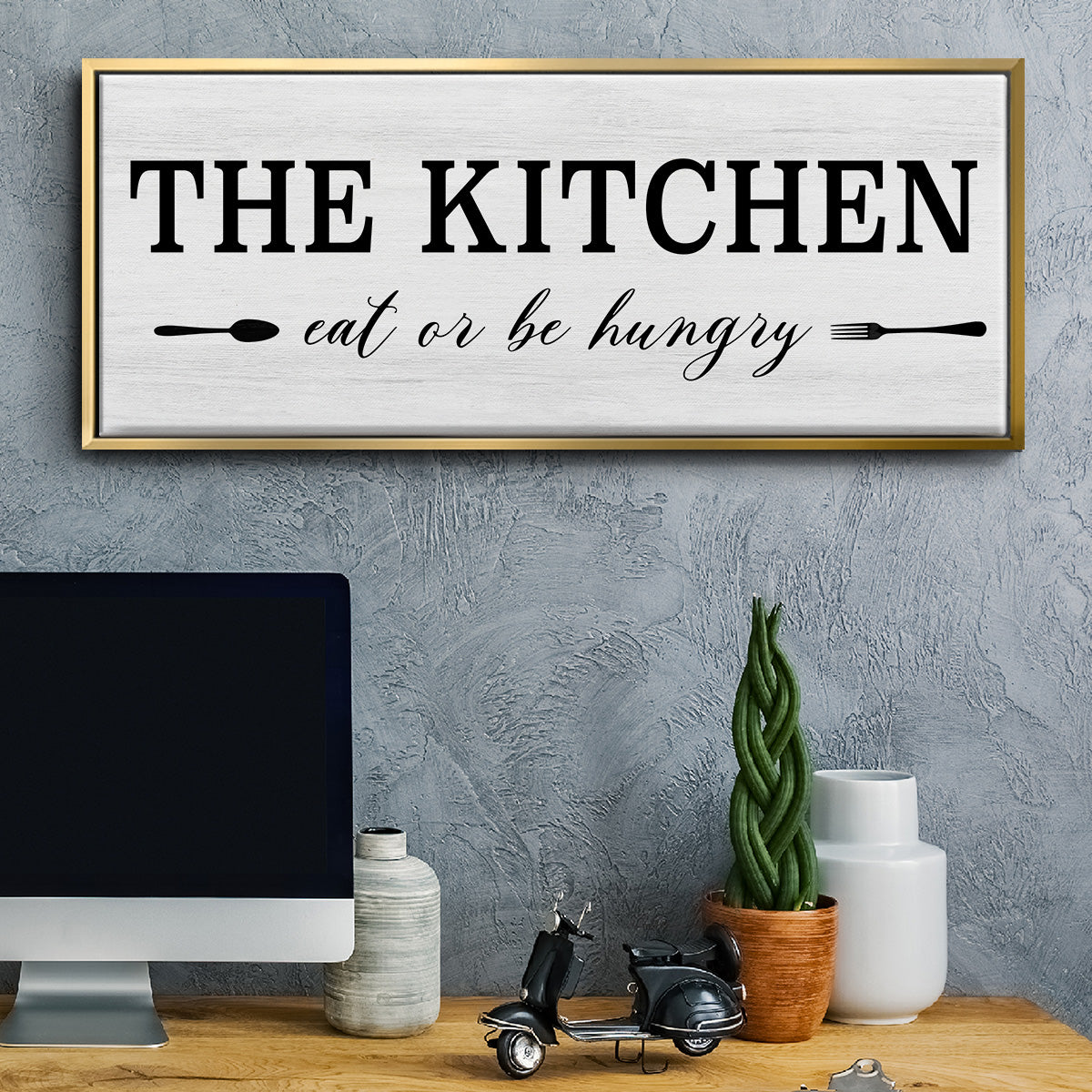 Eat Or Be Hungry - Floater Framed Canvas Print