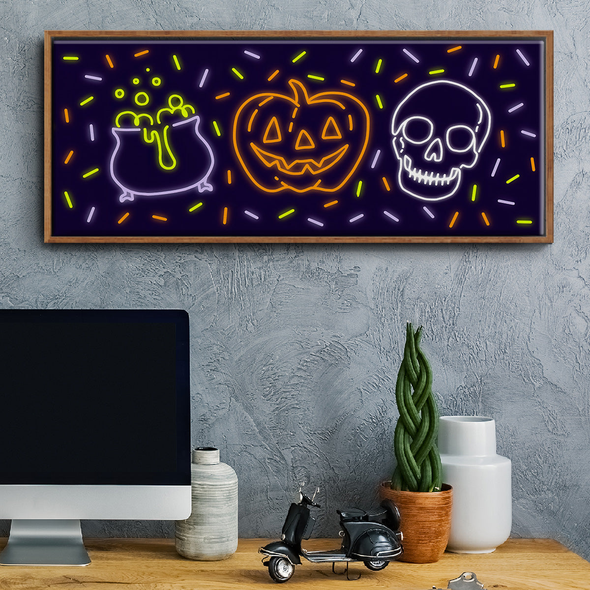 Neon Halloween Collection D - Floater Framed Canvas Print