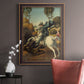 Religious painting of Saint George slaying the dragon by Raphael in an ornate bronzed mahogany wood frame displayed in a neutral interior setting.