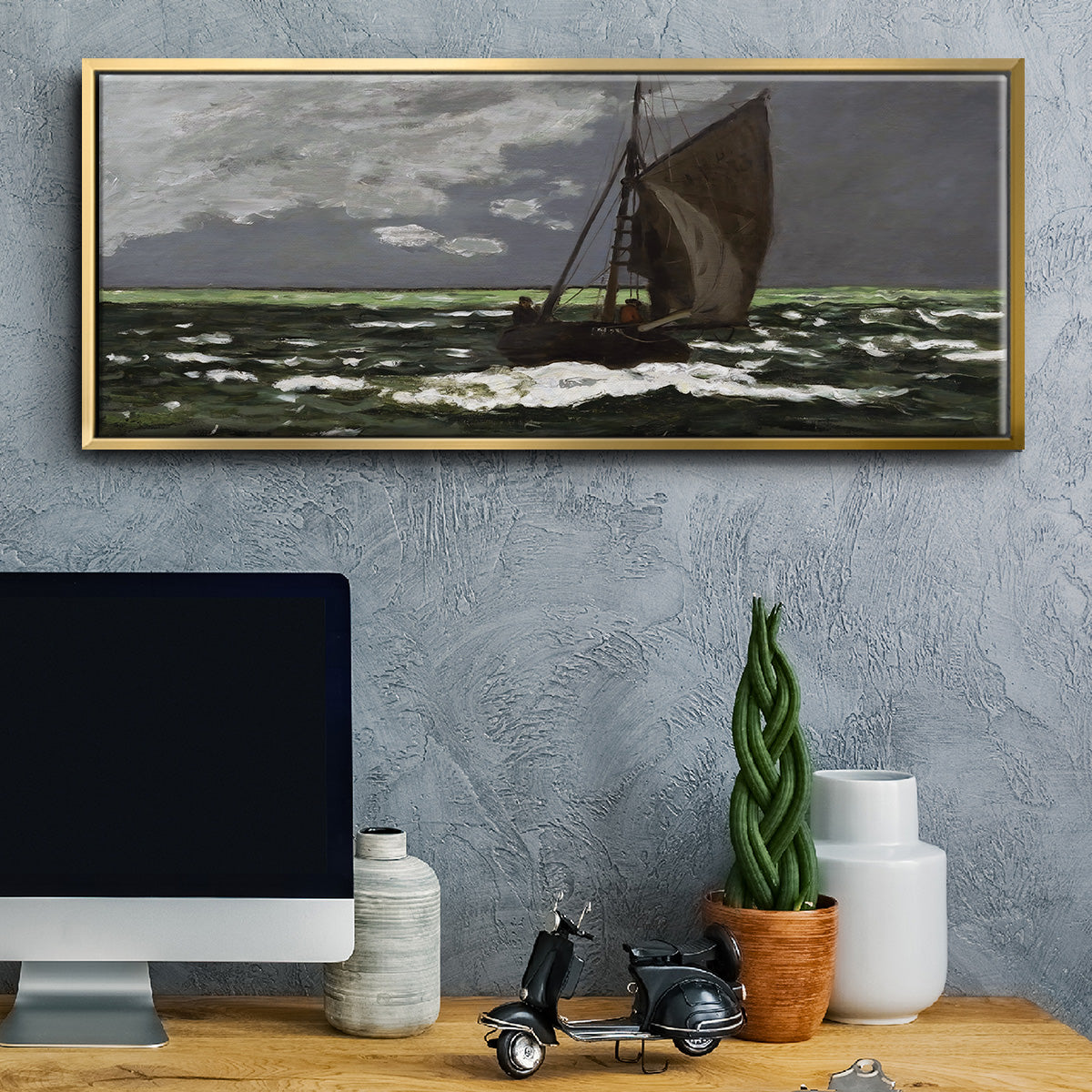 Stormy Seascape, 1867 - Floater Framed Canvas Print