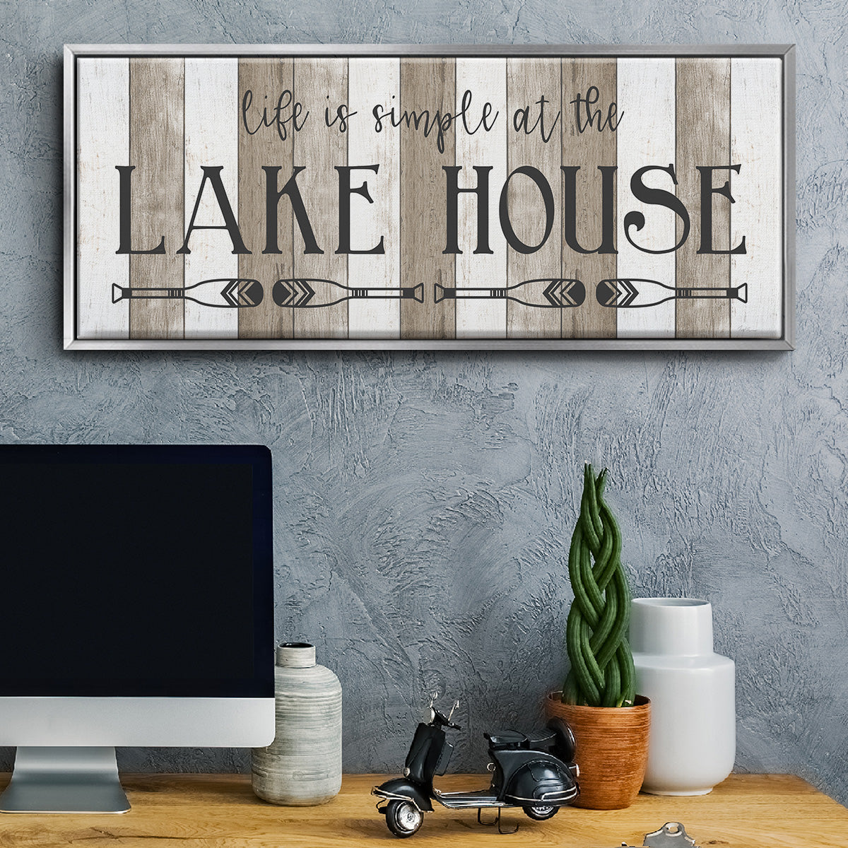 Simple at the Lake House - Floater Framed Canvas Print