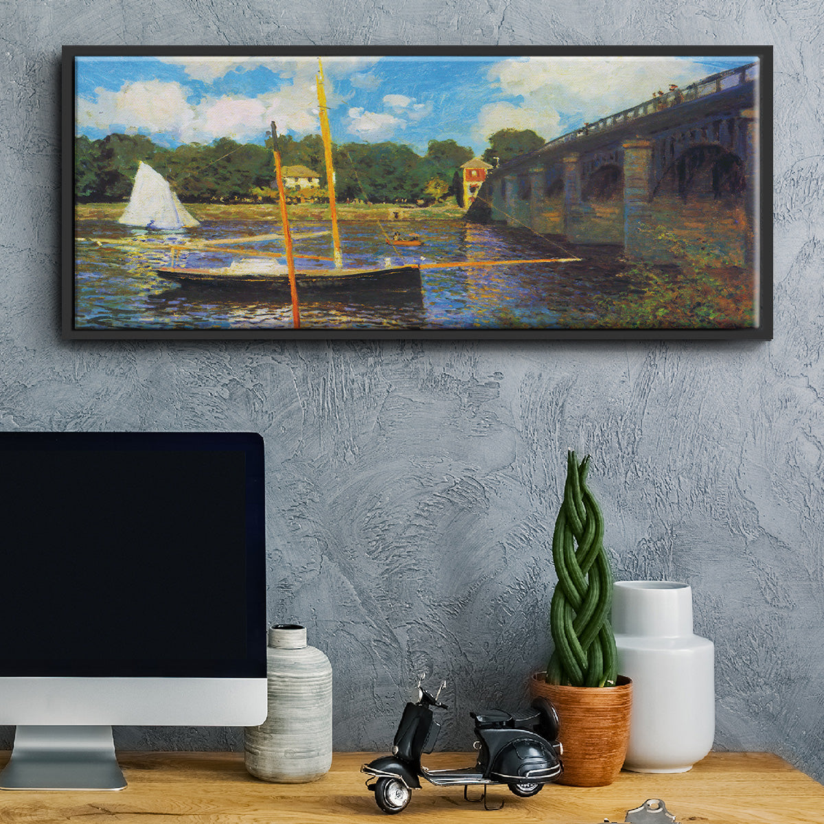 The Road Bridge, Argenteuil - Floater Framed Canvas Print