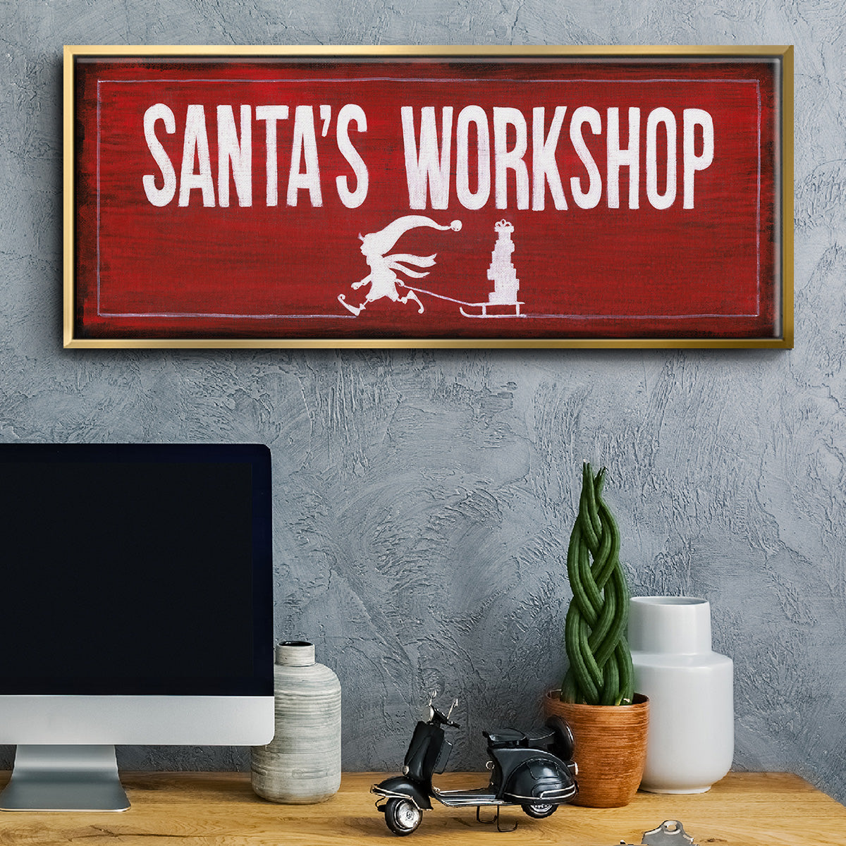 Santa's Workshop - Floater Framed Canvas Print