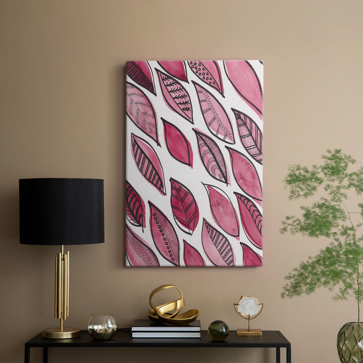 Patterned Leaf Shapes III - Canvas Art Print
