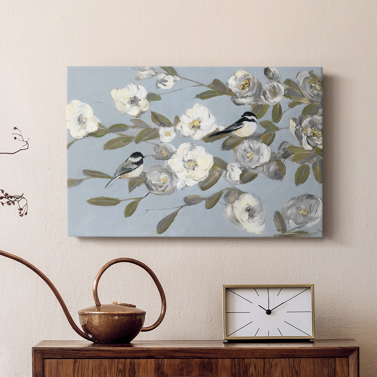 Chickadees and Blossoms I - Canvas Art Print
