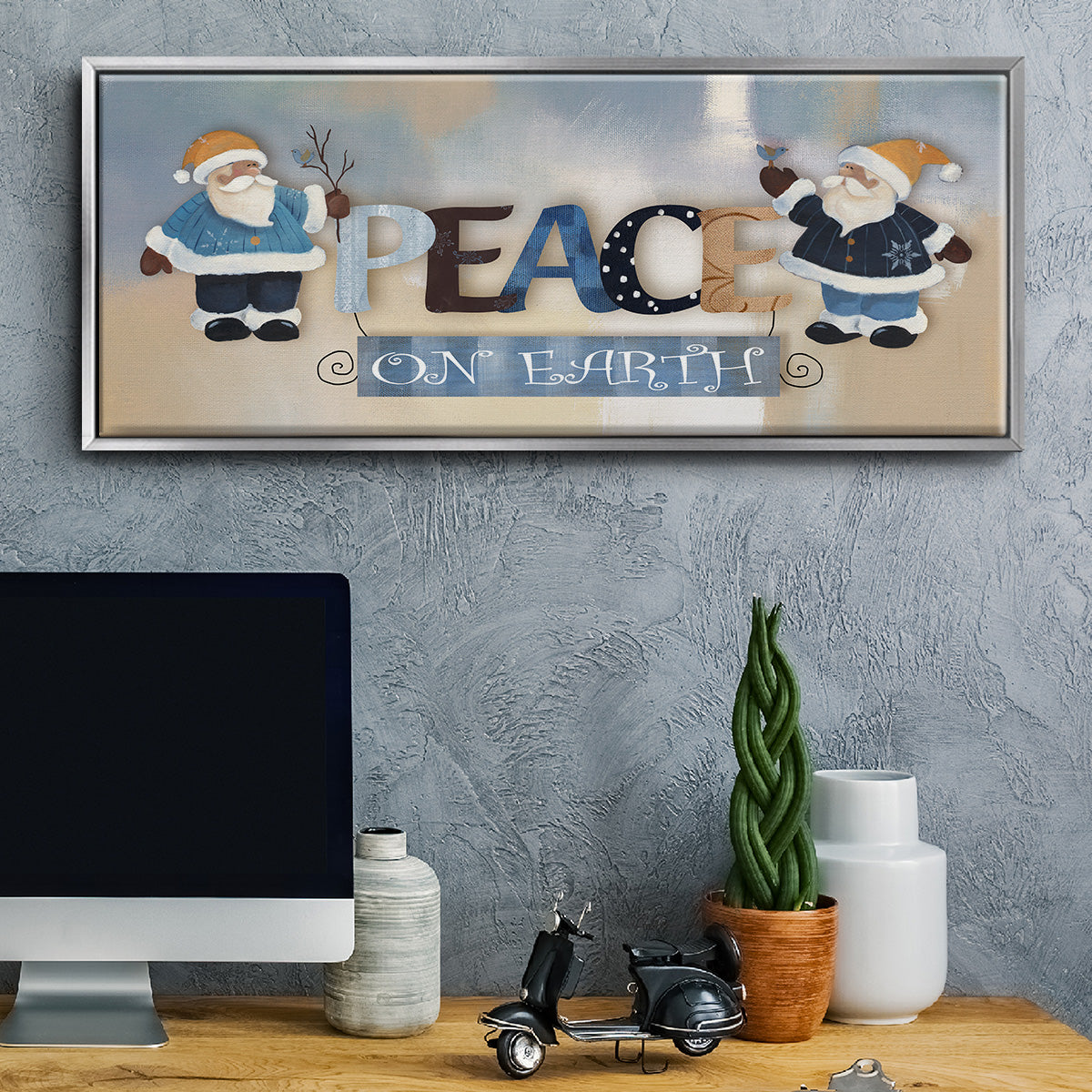 Santa Peace - Floater Framed Canvas Print