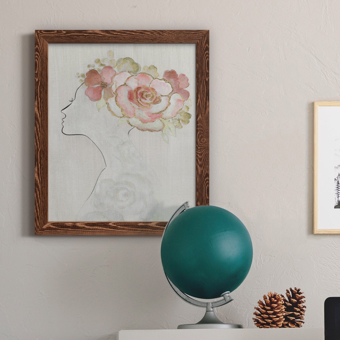 Fashion Floral Silhouette II - Barnwood Framed Canvas Print