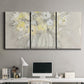 Three-panel canvas wall art featuring vintage floral abstract composition, displayed above a desk in a home office.