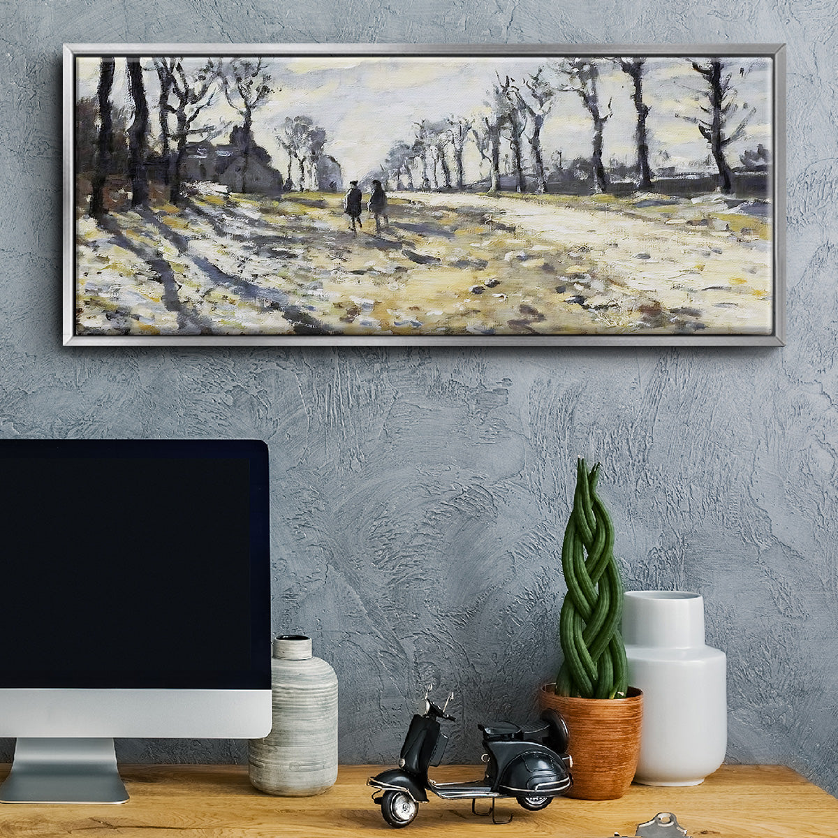The Road, Effect of Snow at Sunset, 1869 - Floater Framed Canvas Print
