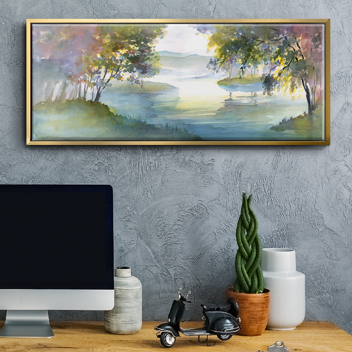Meandering Lake I - Floater Framed Canvas Print
