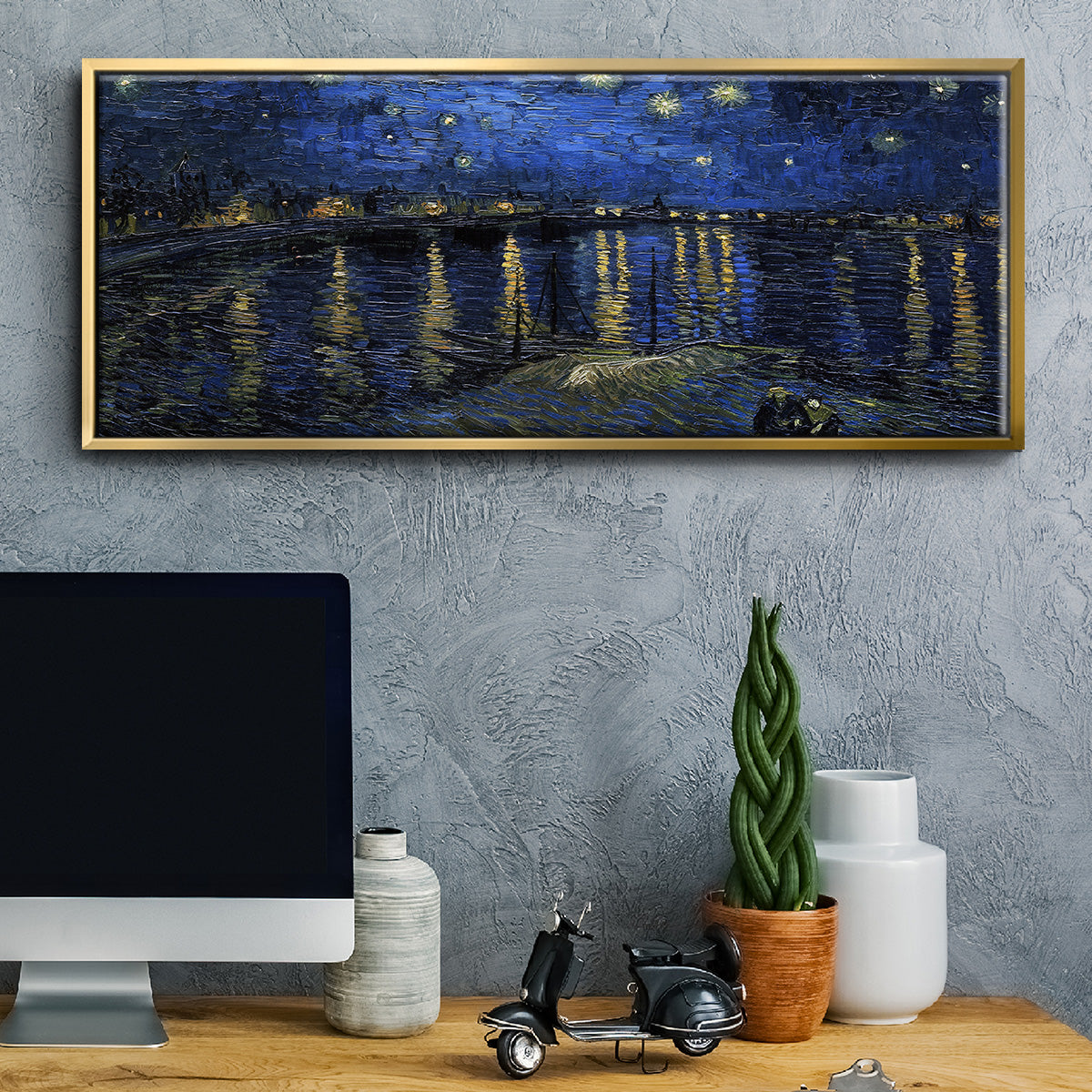 Starry Night Over the Rhone - Floater Framed Canvas Print