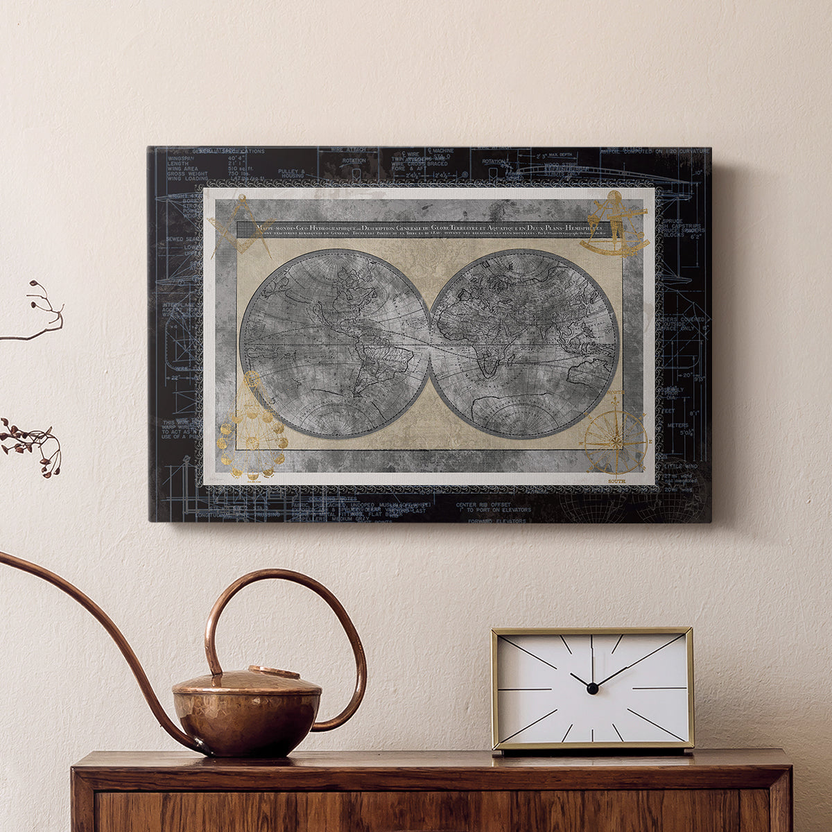 Night World Blueprint - Canvas Art Print