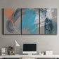 Three-panel canvas wall art featuring playful abstract mark making, displayed above a desk in a home office.