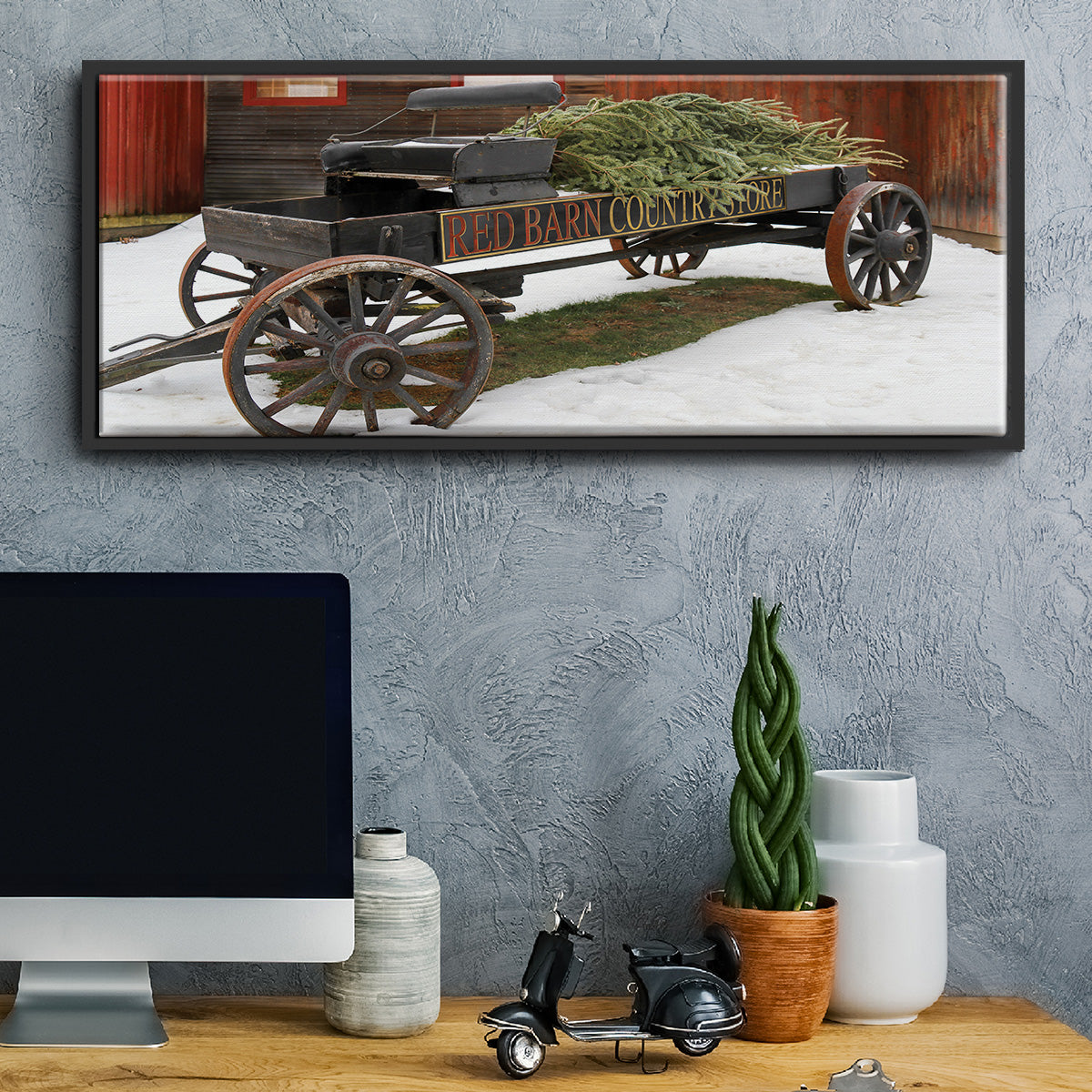 Country Store Wagon - Floater Framed Canvas Print