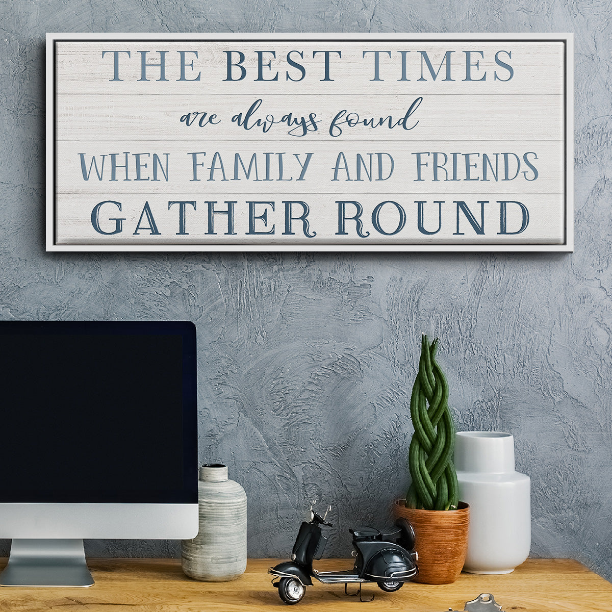Family and Friends Gather - Floater Framed Canvas Print