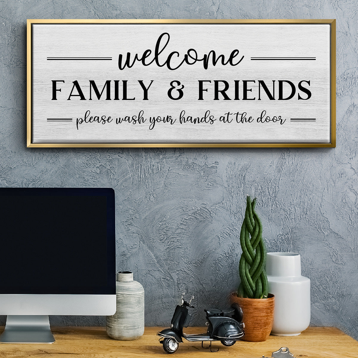 Welcome Family & Friends - Floater Framed Canvas Print