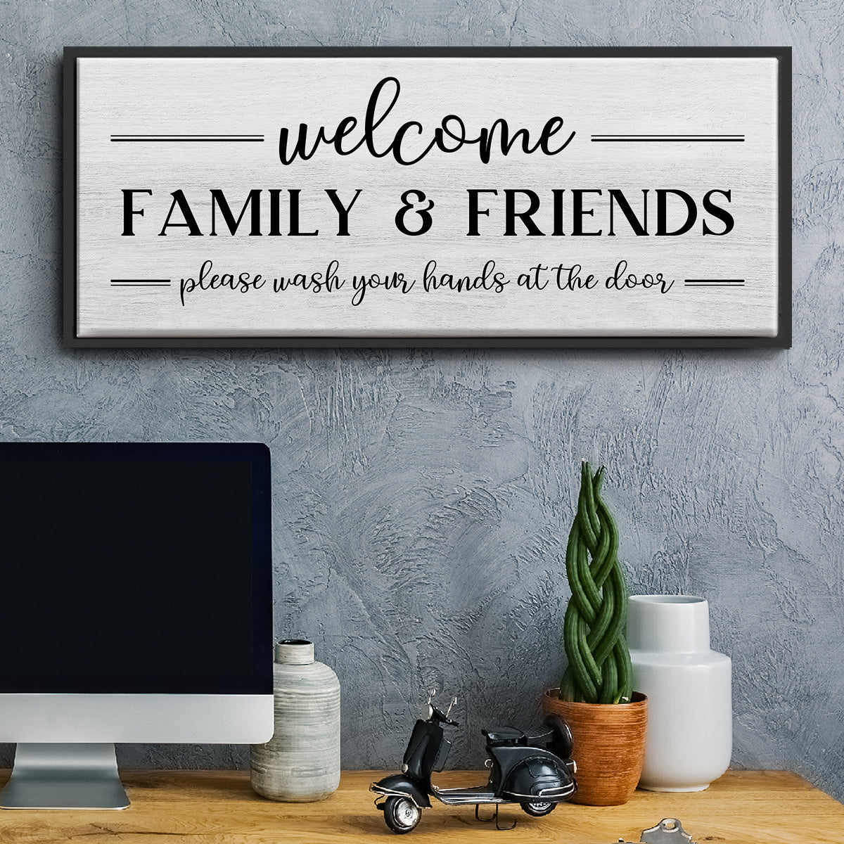 Welcome Family & Friends - Floater Framed Canvas Print