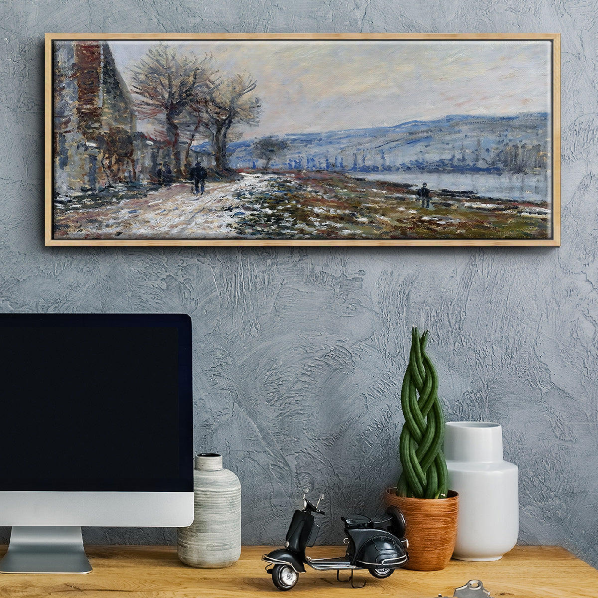 The Seine at Lavacourt, Effect of Snow, 1879 - Floater Framed Canvas Print