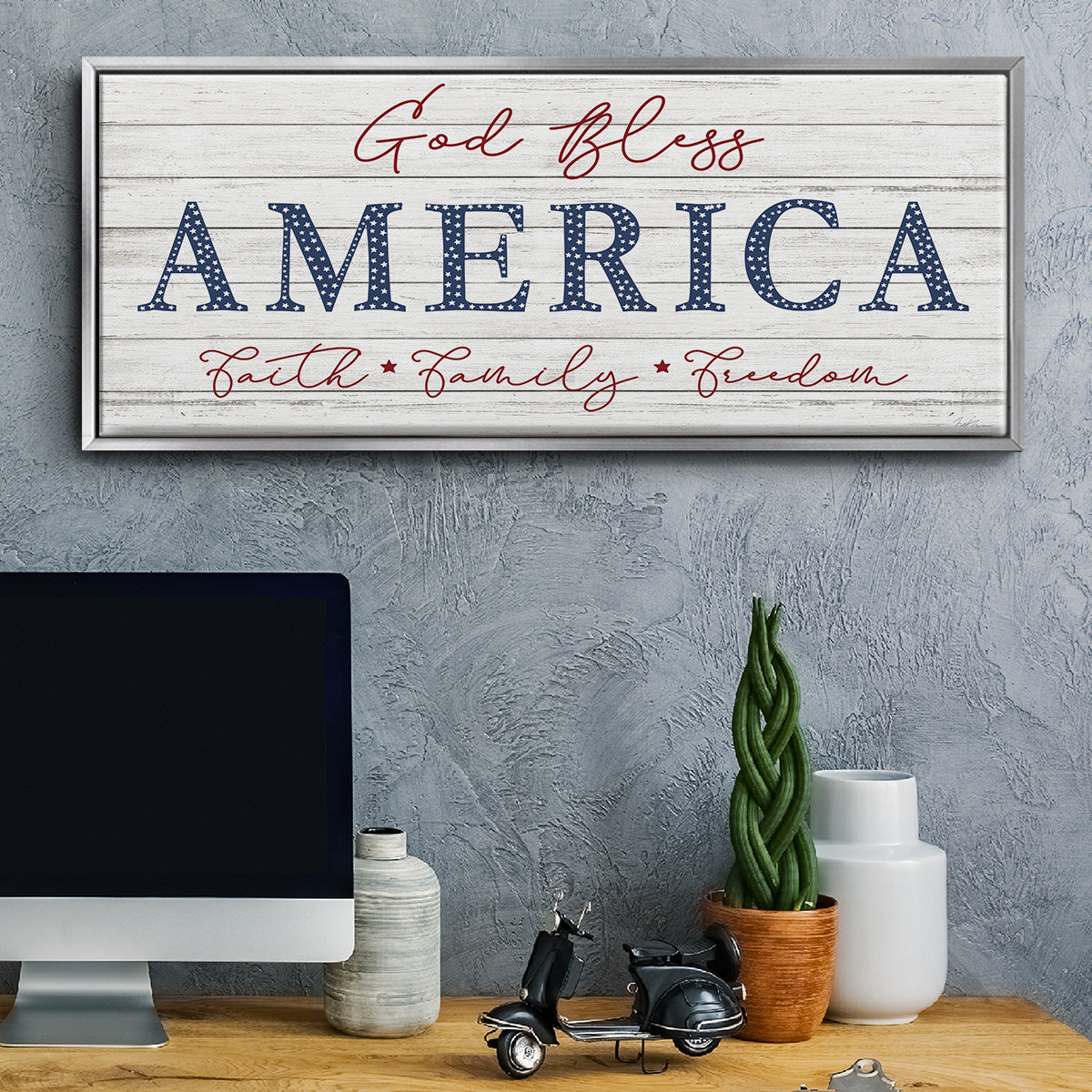 God Bless America - Floater Framed Canvas Print