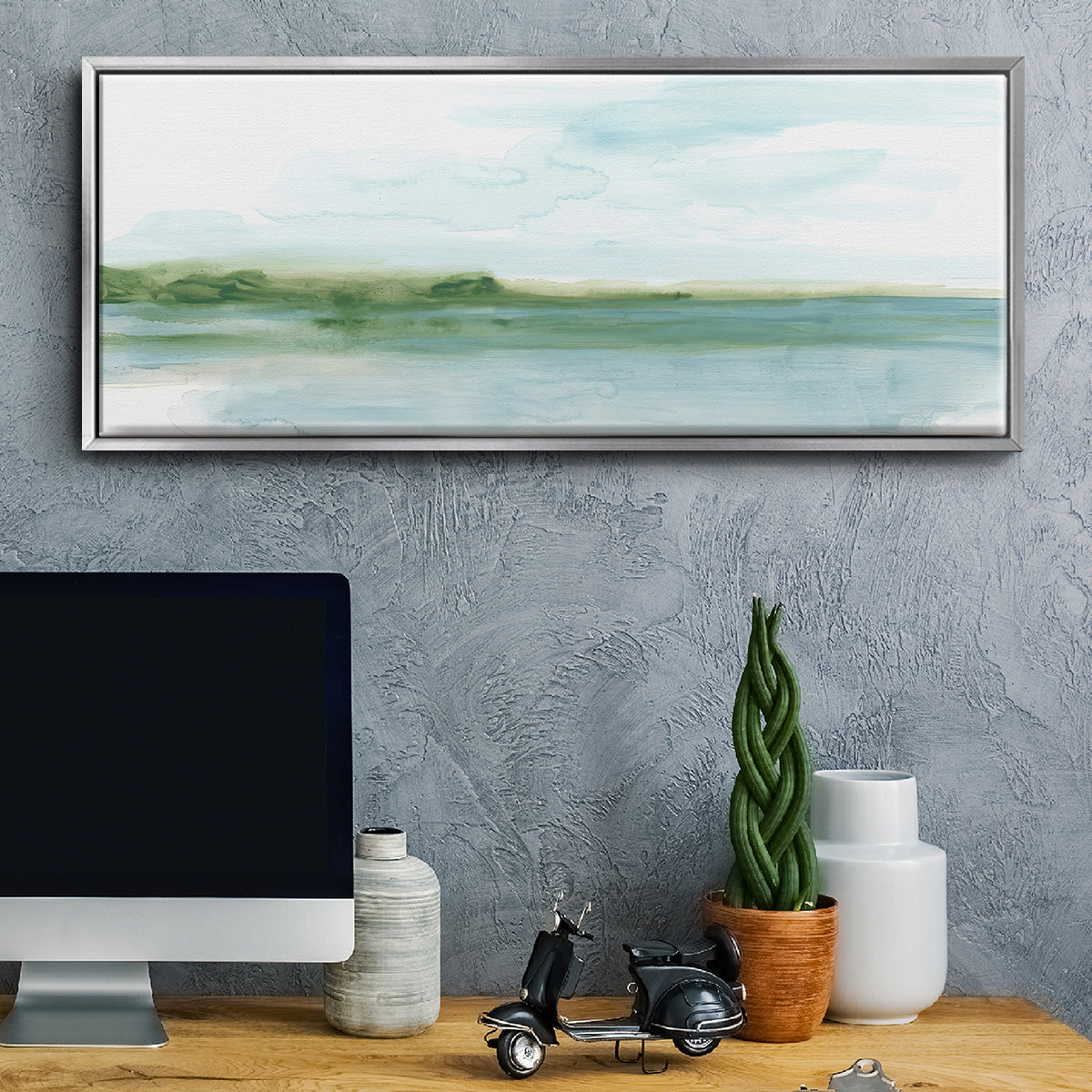 Green Ribbon Coast II - Floater Framed Canvas Print