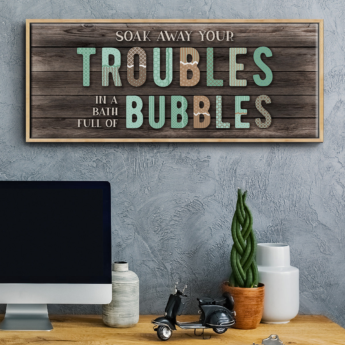 Troubles Bubbles - Floater Framed Canvas Print